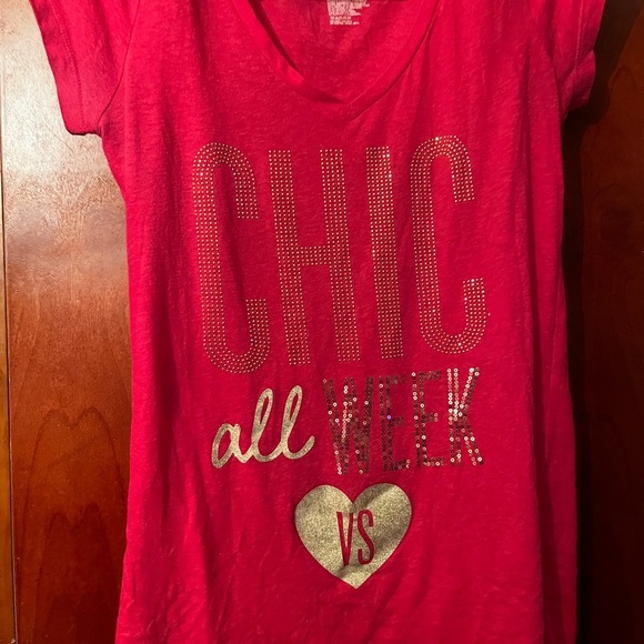 Pink Victoria Secret Bundle Lot (6) T-shirts Athletic bedazzled Tank Top Sz M-L - Picture 7 of 10